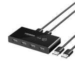 UGREEN USB 2.0 4-Port Switch Box & 1.5M USB Cables - Black