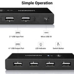 UGREEN USB 2.0 4-Port Switch Box & 1.5M USB Cables - Black