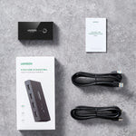 UGREEN USB 2.0 4-Port Switch Box & 1.5M USB Cables - Black