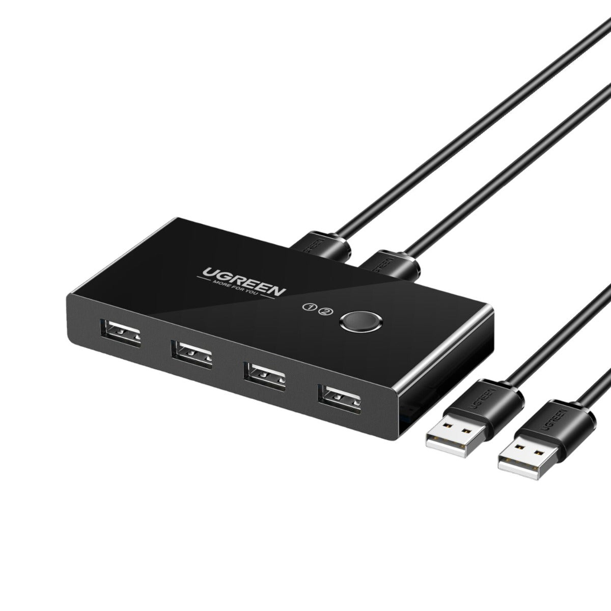 UGREEN USB 3.0 4-Port Switch Box & 1.5M USB Cables - Black
