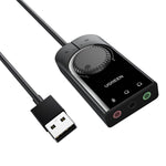UGREEN USB-A to 3.5mm External Stereo Sound Adapter - Black - Black