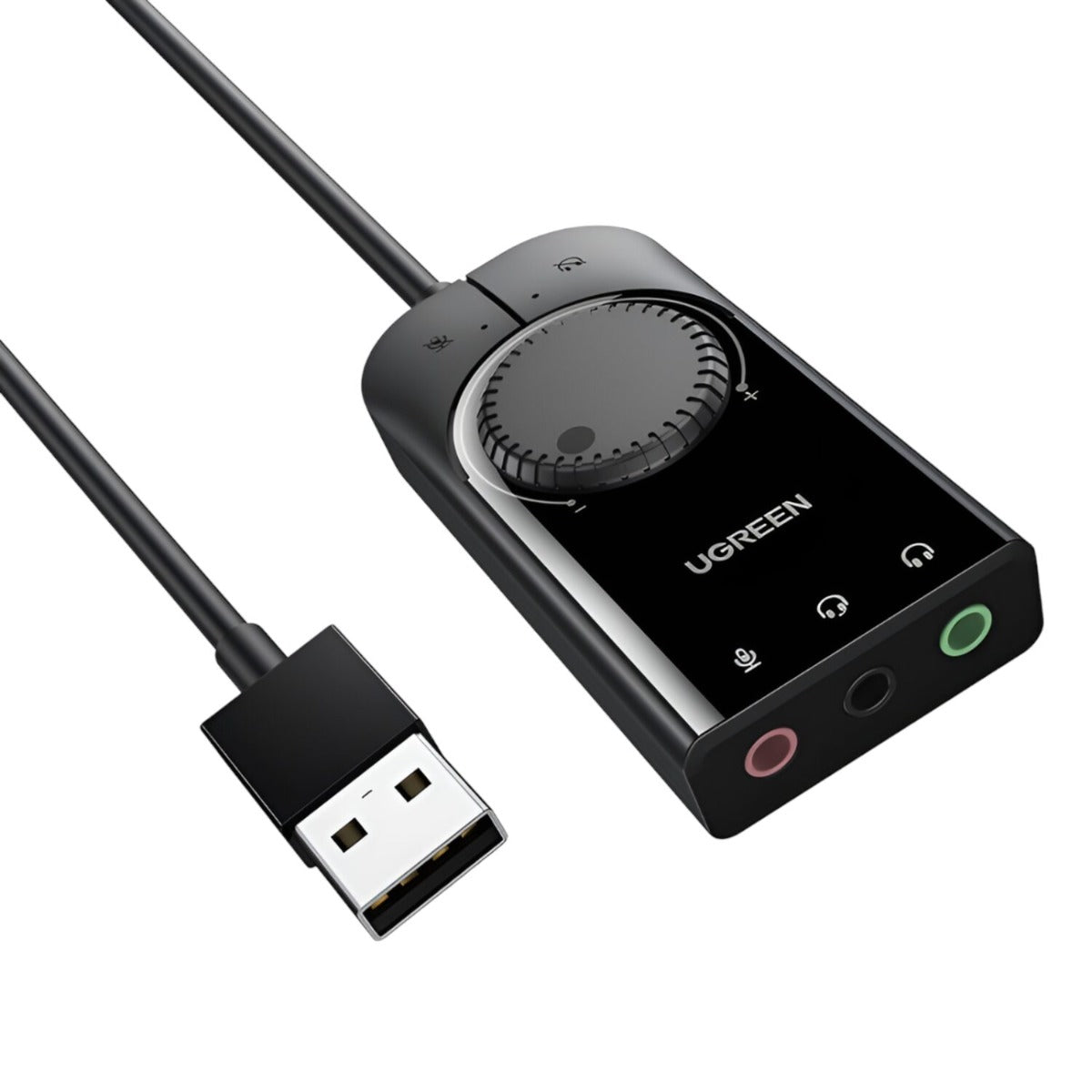 UGREEN USB-A to 3.5mm External Stereo Sound Adapter - Black - Black