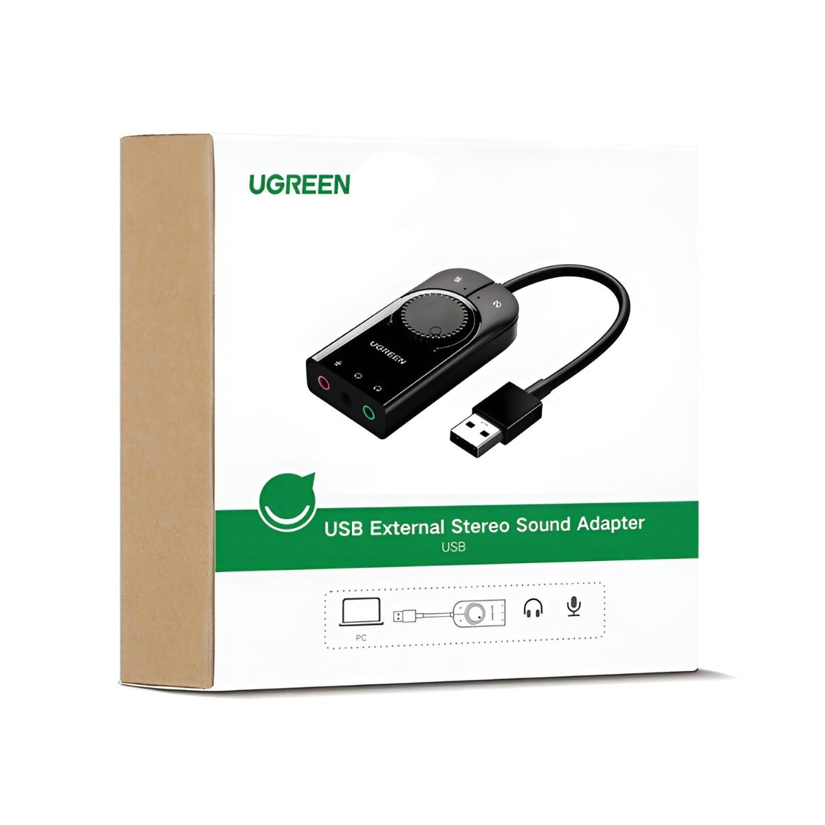 UGREEN USB-A to 3.5mm External Stereo Sound Adapter - Black - Black