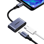 UGREEN USB Type-C Dual Audio and Charging Adapter (15W PD 2-in-1 Splitter) - Grey