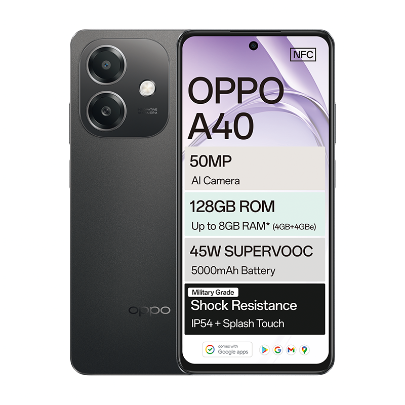 Unboxed Oppo A40 4G Dual Sim 128GB - Black - Black