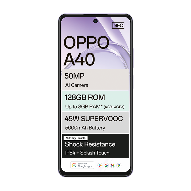 Unboxed Oppo A40 4G Dual Sim 128GB - Purple - Purple