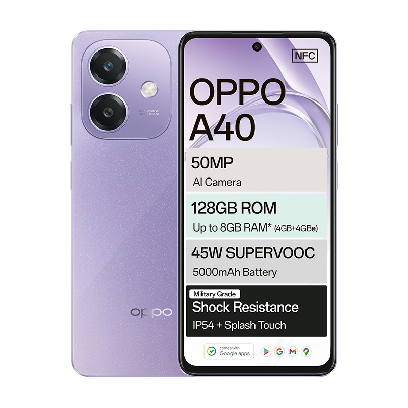 Unboxed Oppo A40 4G Dual Sim 128GB - Purple - Purple