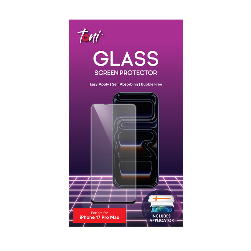 UNBOXED Toni Apple iPhone 17 Pro Max Tempered Glass Screen protector with Applicator - Clear
