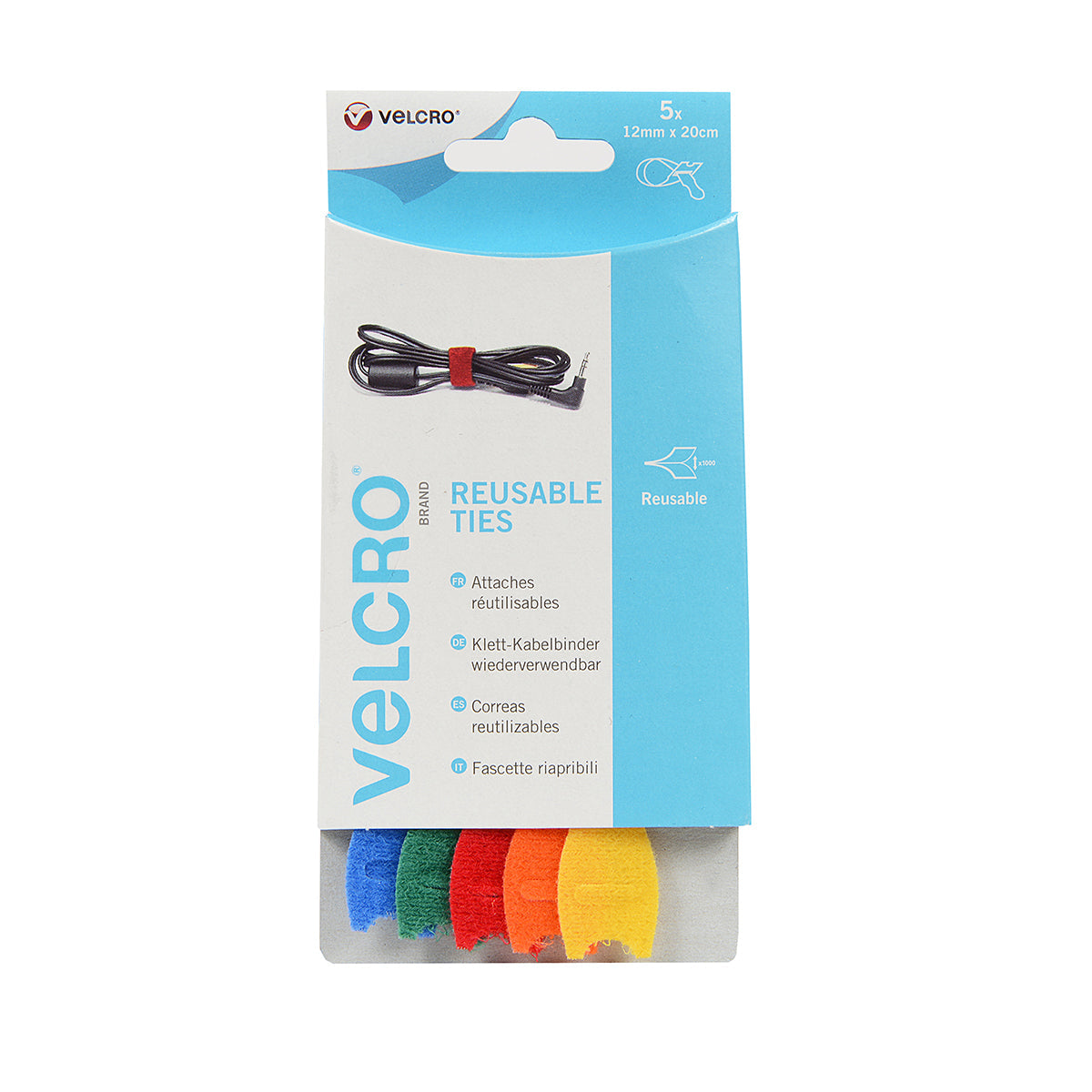 Velcro ‚ Brand Reusable Ties 12Mm X 20Cm Multi