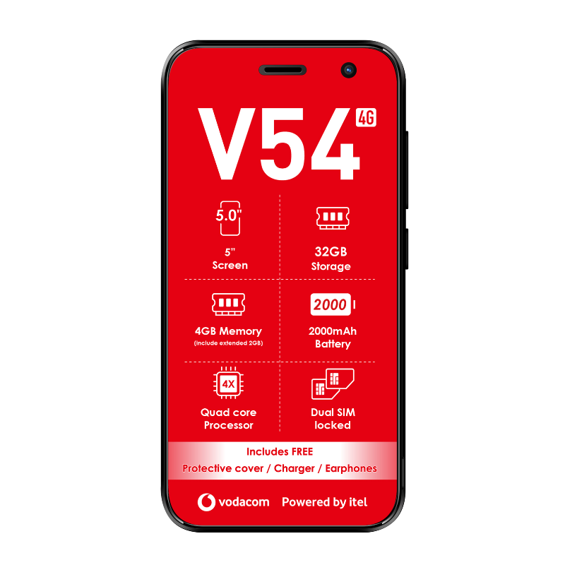 Vodacom V54 4G 32GB Vodacom Network Locked - Black - Black