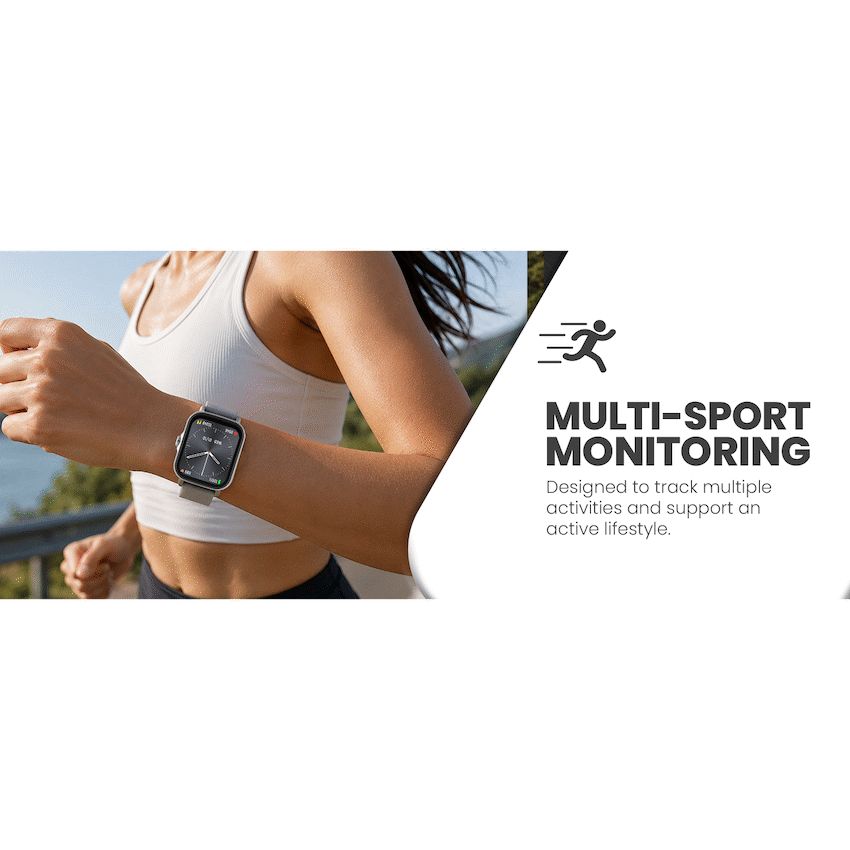 Volkano Active Tech Serene Series Watch with Heart Rate Monitor - Silver - Silver - Wearables