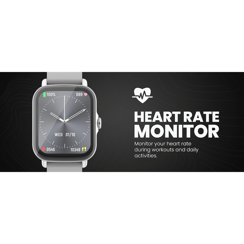 Volkano Active Tech Serene Series Watch with Heart Rate Monitor - Silver - Silver - Wearables