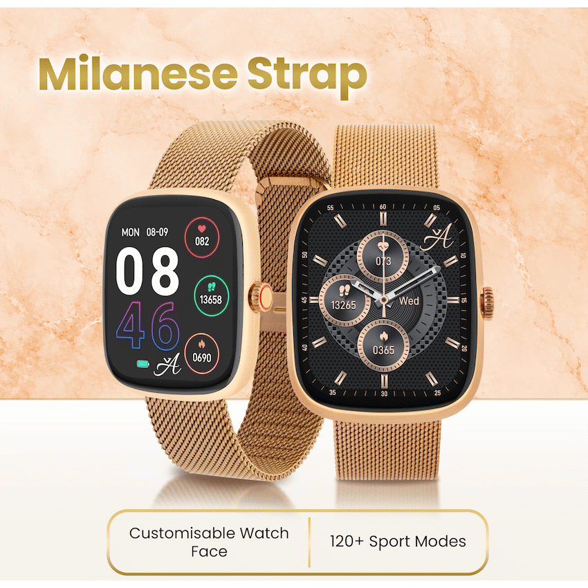 Volkano Ayla Collection Smartwatch with Milanese Strap - Gold - Wearables