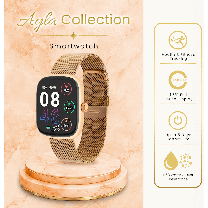 Volkano Ayla Collection Smartwatch with Milanese Strap - Gold - Wearables