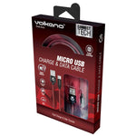 Volkano Braids Series Nylon Braided Micro USB Cable - Black / Red