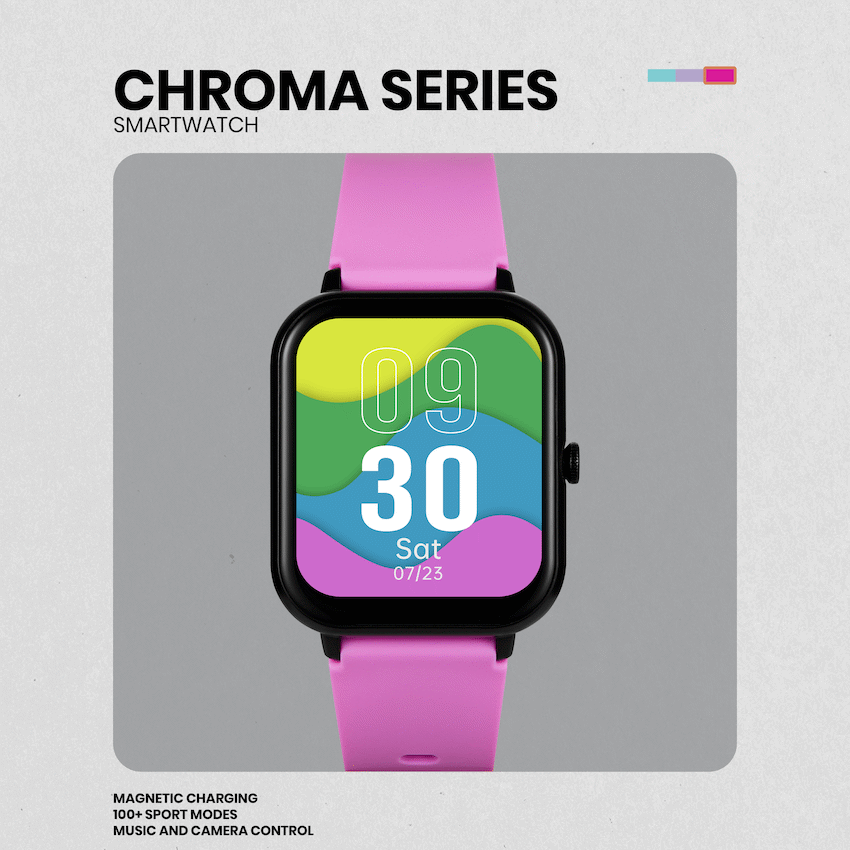 Volkano Chroma Series Smartwatch with Flamingo Pink Strap - Pink - Wearables