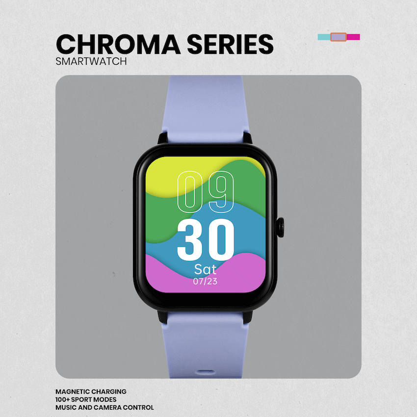 Volkano Chroma Series Smartwatch with Ultramarine Strap - Purple - Wearables