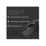 Volkano Chrome Series 2.4Ghz Wireless Ergonomic Mouse - Black - Black