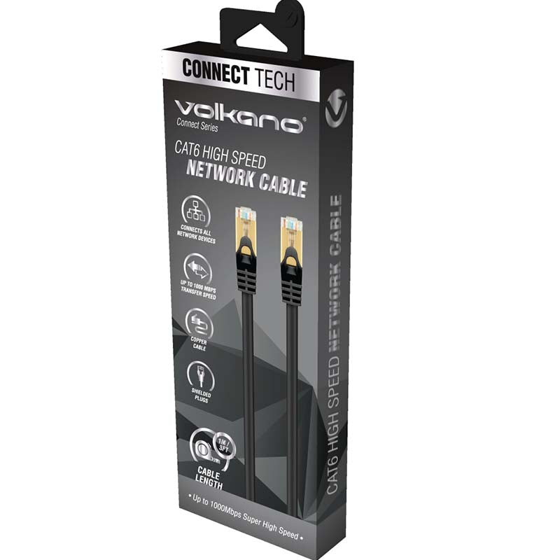 Volkano Connect Series CAT6 Network Cable 1m - Black