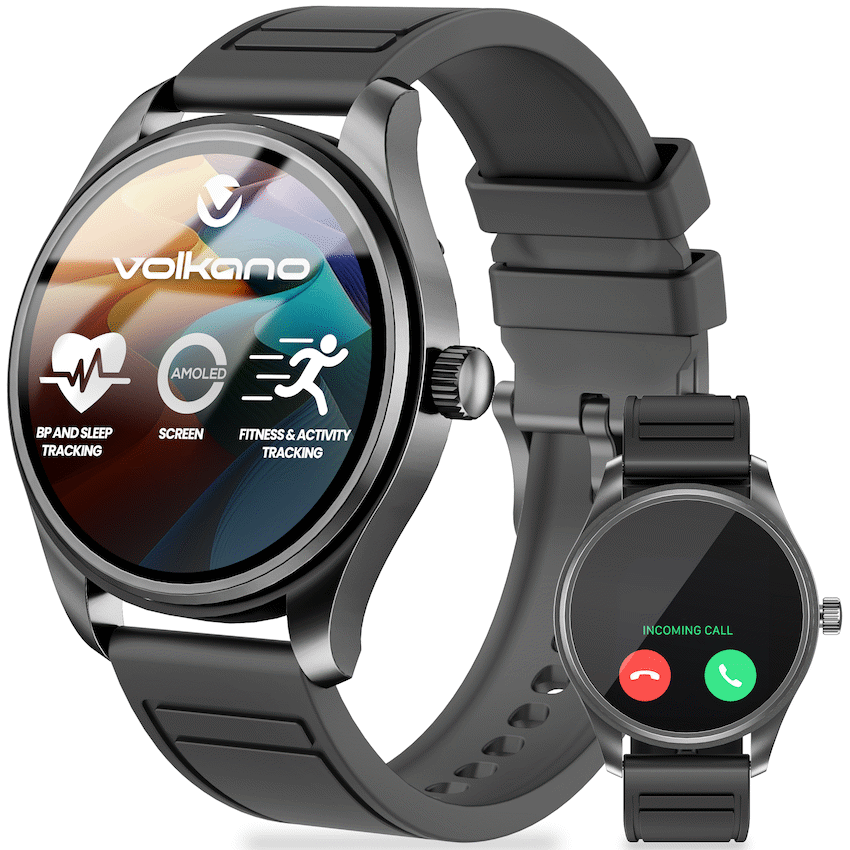 Volkano Eon Series Bluetooth Calling AMOLED Smartwatch - Black - Black - Wearables