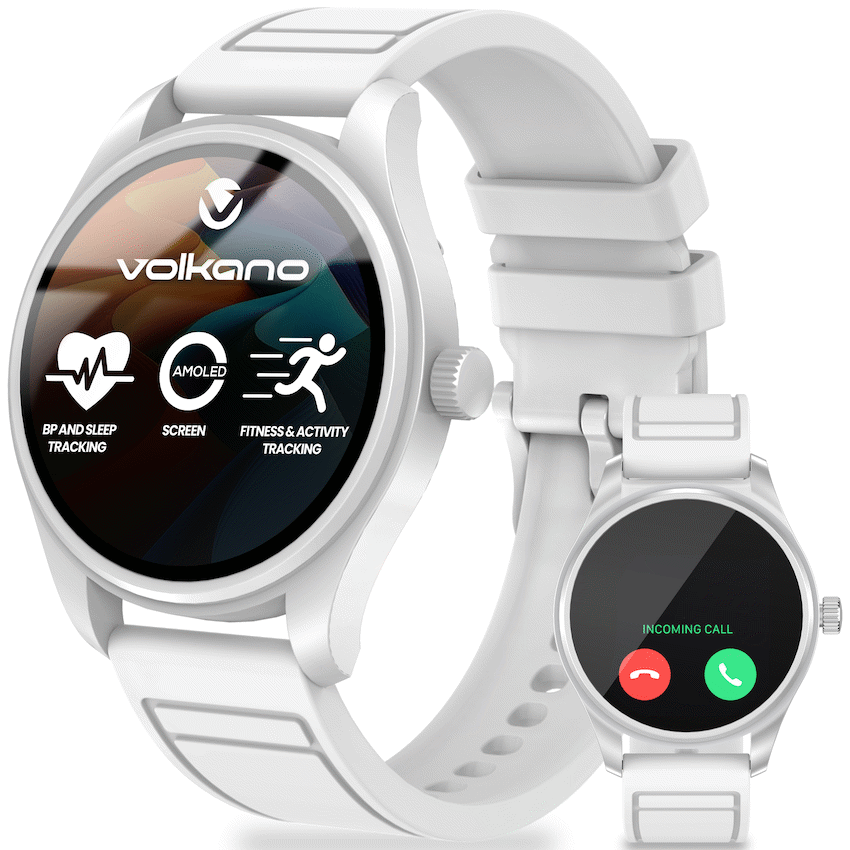 Volkano Eon Series Bluetooth Calling AMOLED Smartwatch - White - White - Wearables