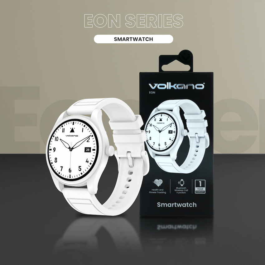 Volkano Eon Series Bluetooth Calling AMOLED Smartwatch - White - White - Wearables