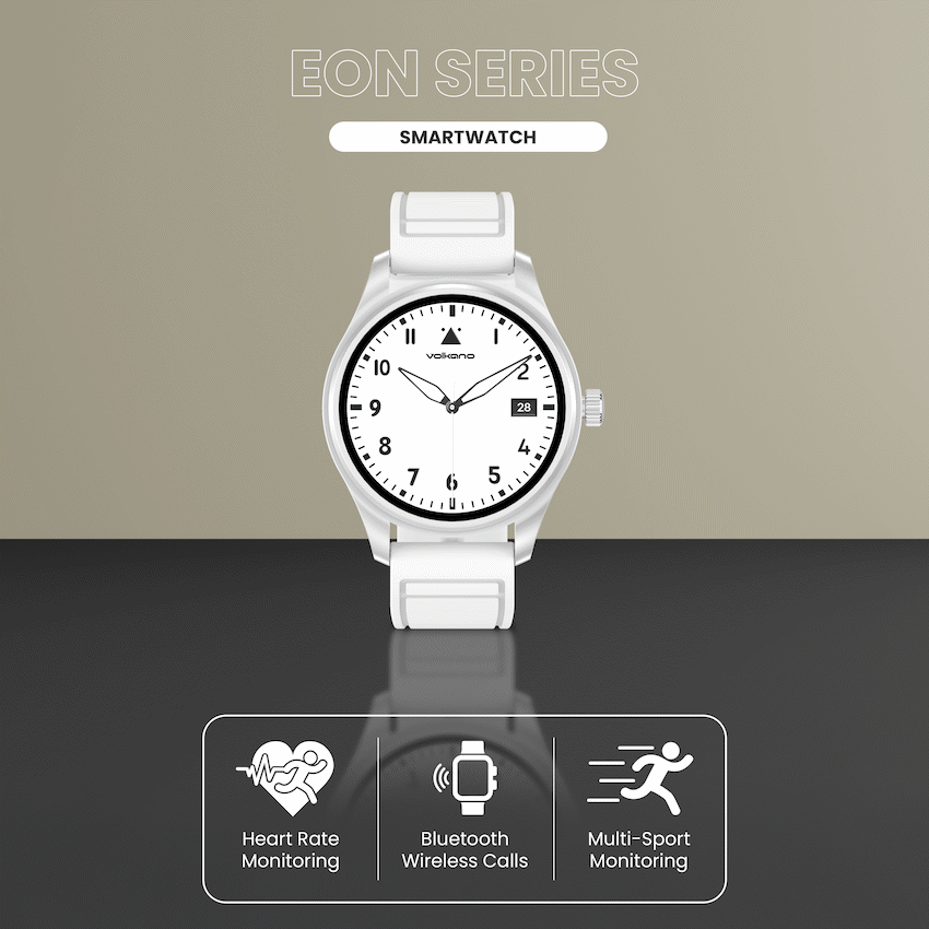 Volkano Eon Series Bluetooth Calling AMOLED Smartwatch - White - White - Wearables