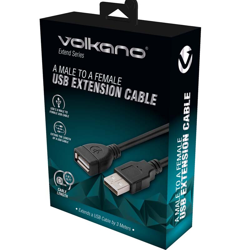 Volkano Extend Series USB Extension Cable 3m - Black