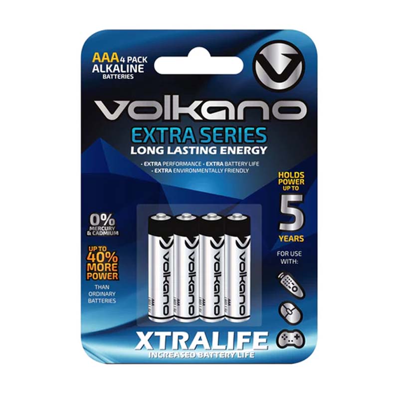 Volkano Extra Series Alkaline Batteries AAA Pack of 4