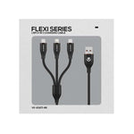 Volkano Flexi Series 3-in-1 Charging Cable - Black - Black