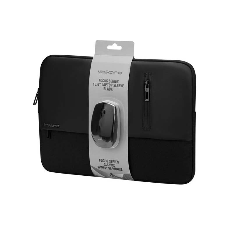 Volkano Focus Series 15.6 Laptop Sleeve & Wireless Mouse - Black