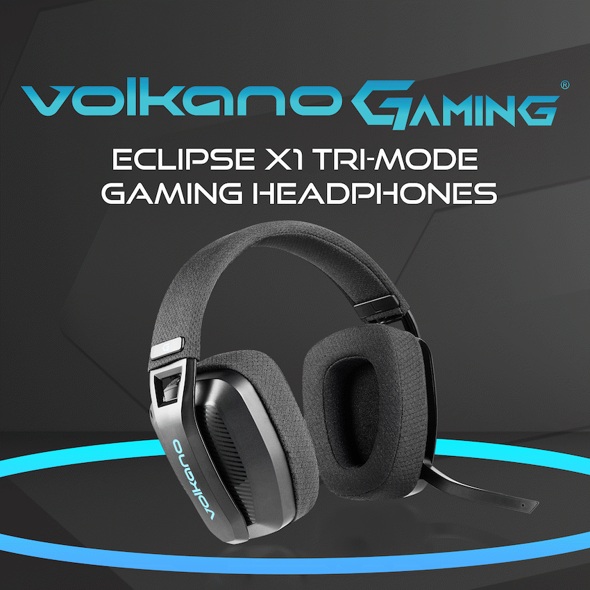 Volkano gaming Eclipse X1 Tri-mode Ultra Lightweight Gaming Headphones - Black - Black - Audio