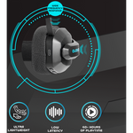 Volkano gaming Eclipse X1 Tri-mode Ultra Lightweight Gaming Headphones - Black - Black - Audio