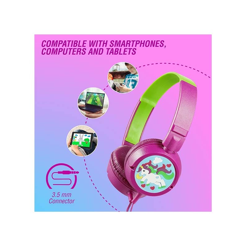 Volkano Girls Unicorn Kiddies Headphones - Pink