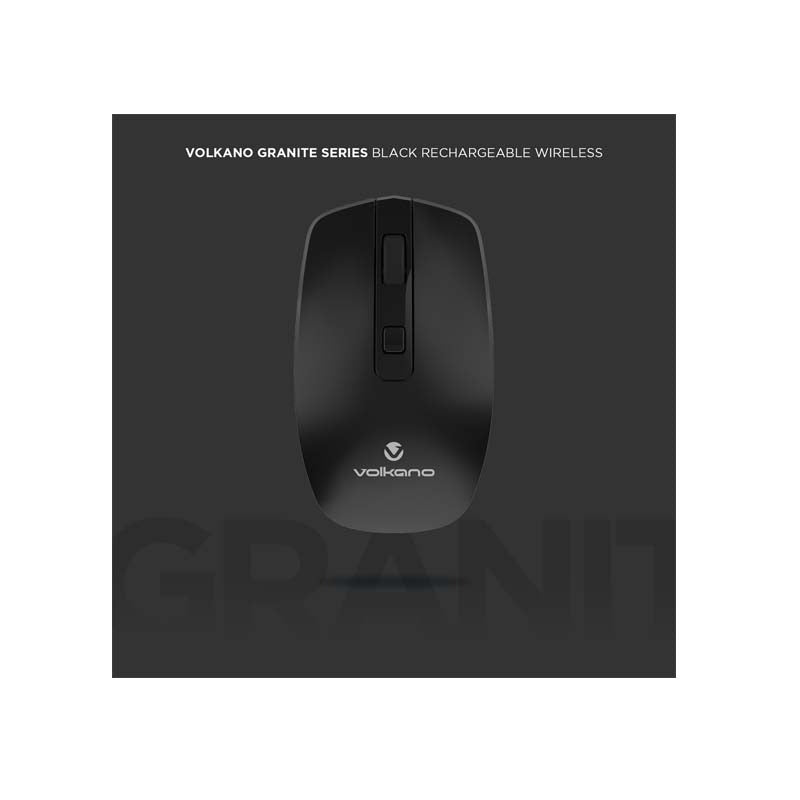 Volkano Granite Series Rechargeable Wireless Mouse - Black - Black