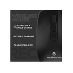 Volkano Granite Series Rechargeable Wireless Mouse - Black - Black