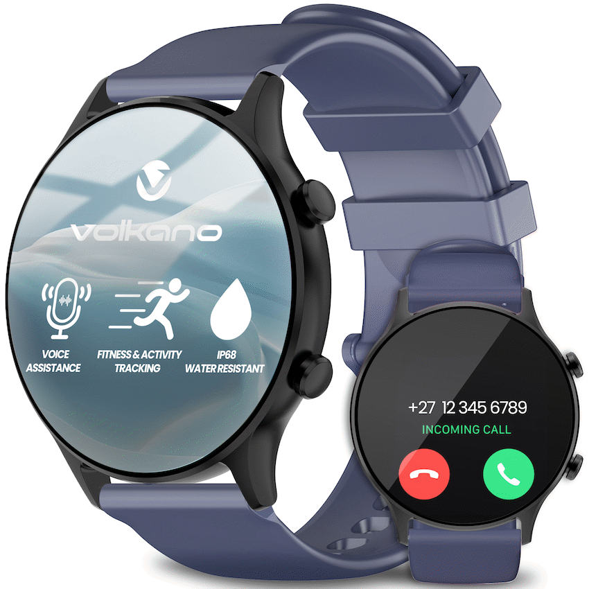 Volkano Halo Series Smartwatch with Bluetooth Calling - Denim Blue - Denim Blue - Wearables