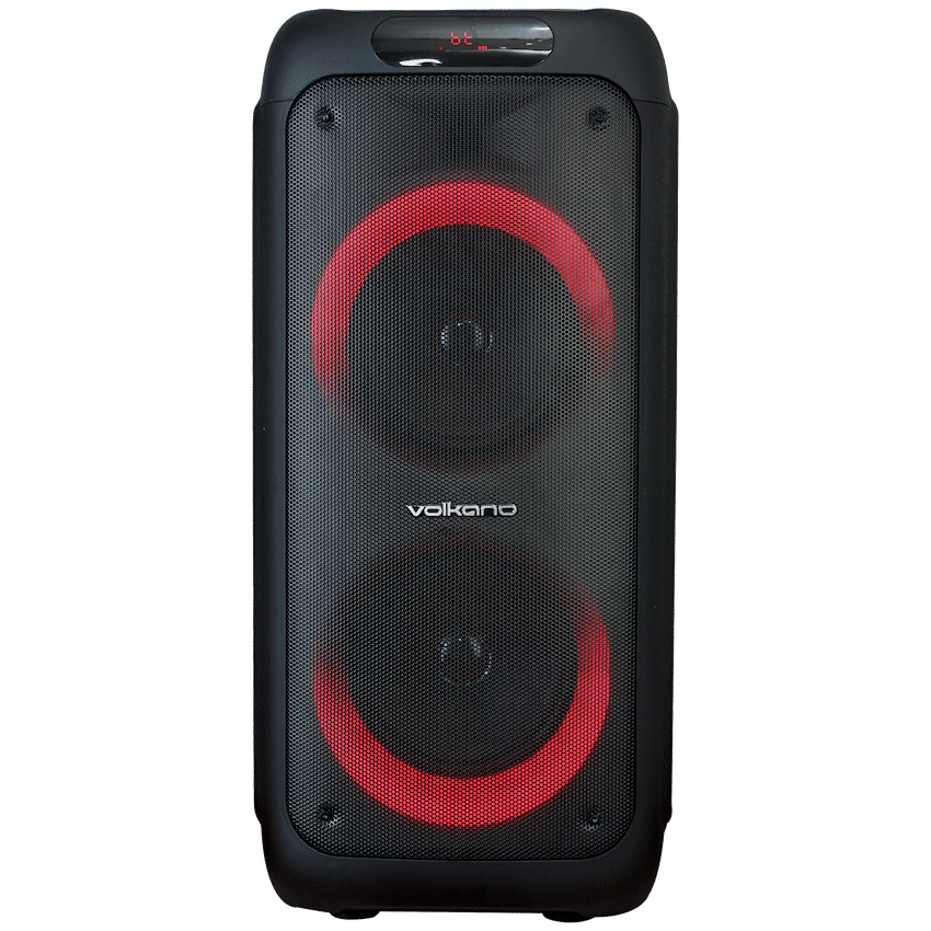 Volkano Helios Series Dual 8’’ Party Speaker with Microphone & Light Effects - Black - Audio