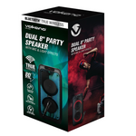 Volkano Helios Series Dual 8’’ Party Speaker with Microphone & Light Effects - Black - Audio
