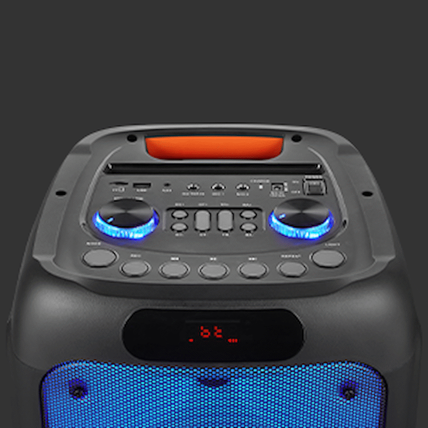 Volkano Helios Series Dual 8’’ Party Speaker with Microphone & Light Effects - Black - Audio