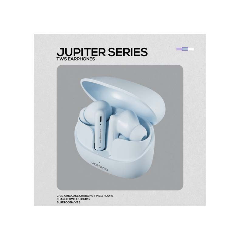 Volkano Jupiter Series True Wireless In-Ear Earphones - Pastel Blue - Blue