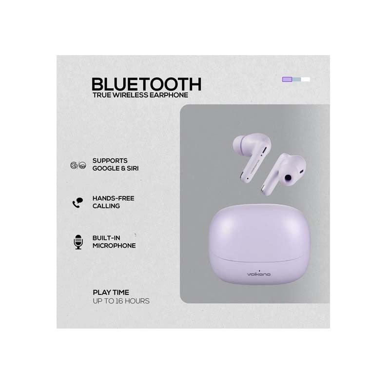 Volkano Jupiter Series True Wireless In-Ear Earphones - Pastel Purple - Purple