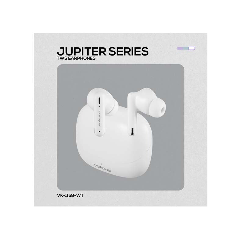 Volkano Jupiter Series True Wireless In-Ear Earphones - White - White