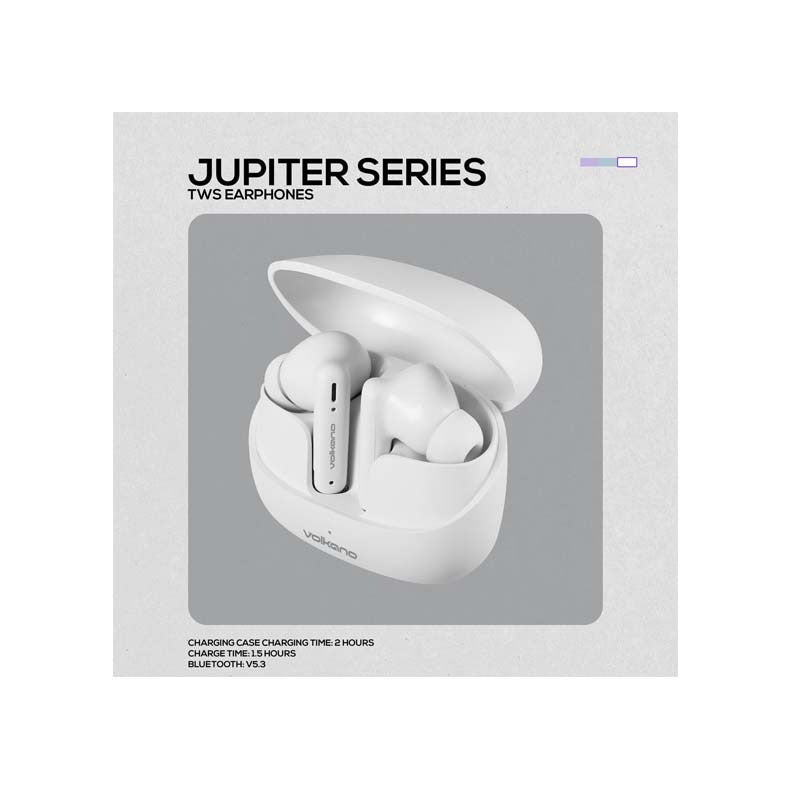 Volkano Jupiter Series True Wireless In-Ear Earphones - White - White