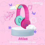 Volkano Kids Atlas Bluetooth Padded Headphones with dB Switch Function - Pink - Audio