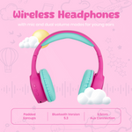 Volkano Kids Atlas Bluetooth Padded Headphones with dB Switch Function - Pink - Audio