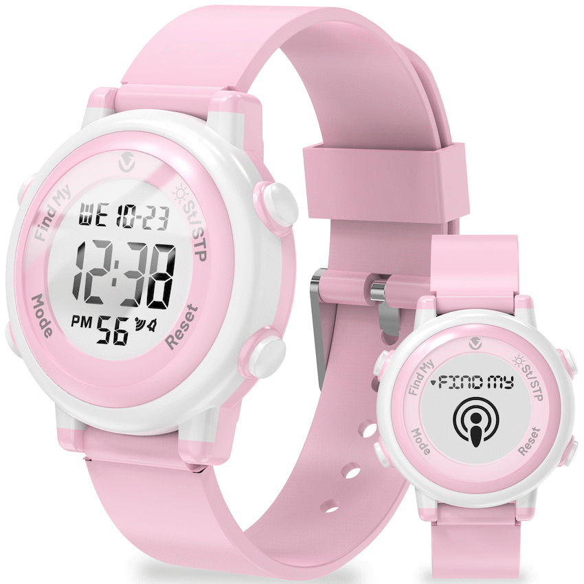 Volkano Kids Digital Watch with Apple Find My - 3ATM Waterproof (Anti-Lost) - Pink - Pink