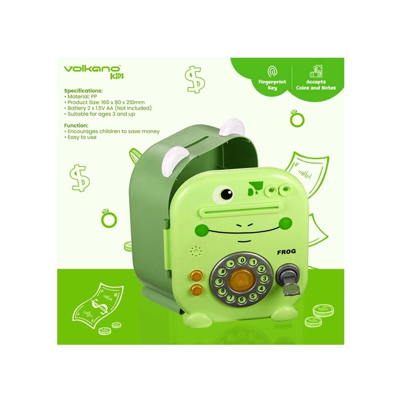 Volkano Kids Frog Series Money Saving Vault - Green - Green