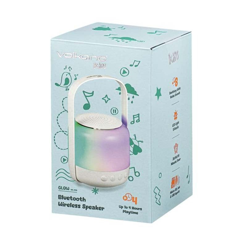 Volkano Kids Glow Series Speaker with Light - White - White