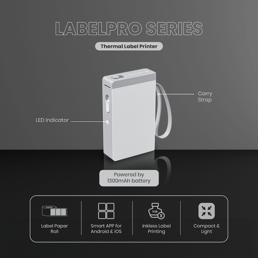 Volkano LabelPro Series Thermal Label Printer - White - White - Mobile Accessories